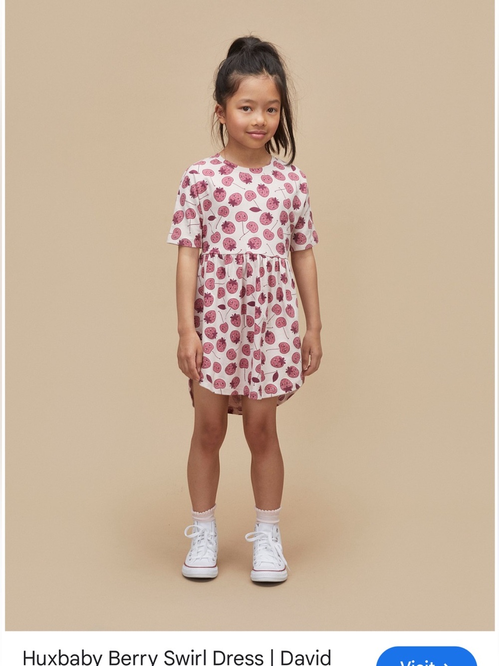HUX babyBerry Swirl Short Sleeve Dress - Pink Berry Print NWT size 1